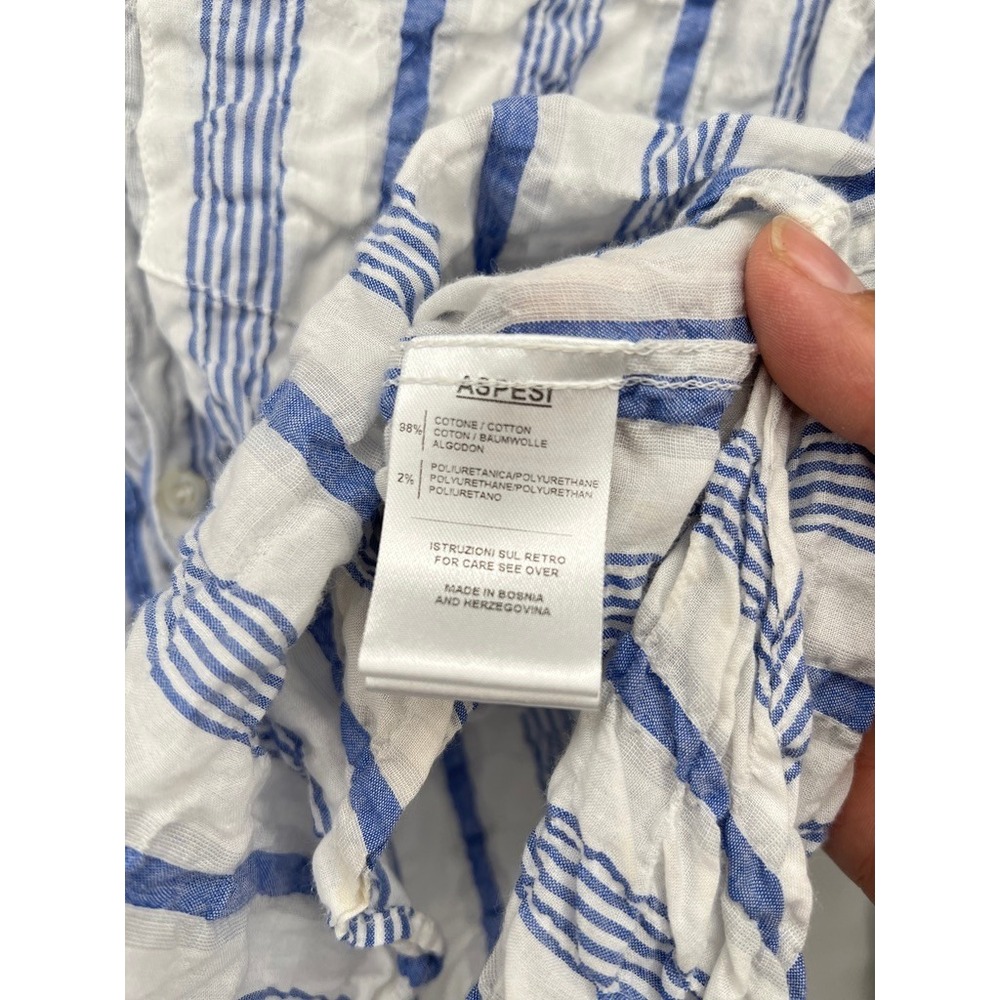Aspesi Womens Blue White Striped Seersucker Button Down Shirt Long Sleeve Size S - Picture 6 of 7
